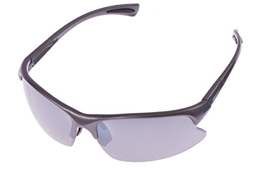Crivit® - Gafas deportivas ultraligeras - 100% protección UV + lentes intercambiables + funda + paño de limpieza + cordón para gafas Color antracita brillante. Talla única