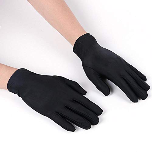 DIODIOR Guantes 1Pair Spandex Gloves Men Women Black White Etiquette Thin Stretch Gloves Dance Tight White Jewelry Glove, Black