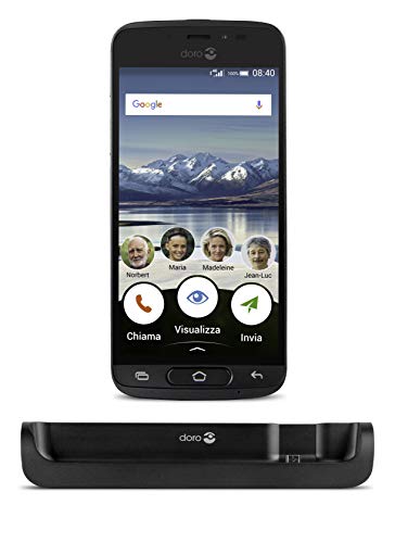 Doro Phone 8040 - Smartphone de 5" (MTK MT6738, Memoria 16 GB Ampliable hasta MicroSD de 32 GB, cámara de 8 MP, Android 7.1) Color Negro