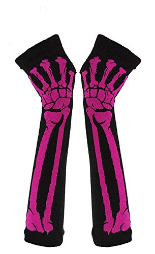 Eastery What Fashion Winter Winter Bones Knit Warm Skeleton Guantes Largos Estilo Simple Sin Dedos (Color : Rot, One Size : One Size)