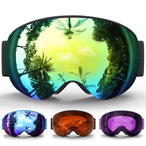 eDriveTech Niños Gafas de esquí, snowboard antivaho gafas para niños chicos jóvenes niñas junior de lentes intercambiables magnética sobre los vidrios Sphe