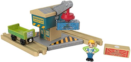 El Tren Thomas – La Grúa del porto – Kit Circuito de trenes de madera juguete, fhm70 , color/modelo surtido