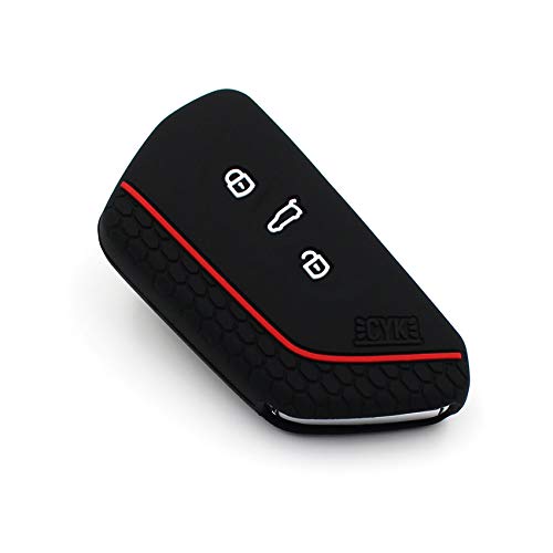 Funda de silicona para llave de coche VF con 3 botones, color negro y rojo