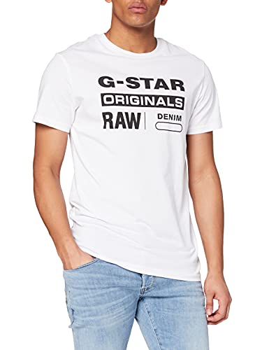 G-STAR RAW Graphic 8 Round Neck Camiseta, Blanco (White 110), XL para Hombre