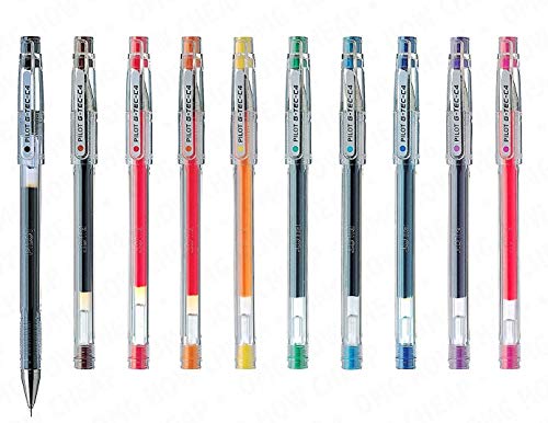 G-Tec-C 4 - Ultra fino 0,4 mm Microtip bolígrafo de Gel - unidades 10 colores surtidos