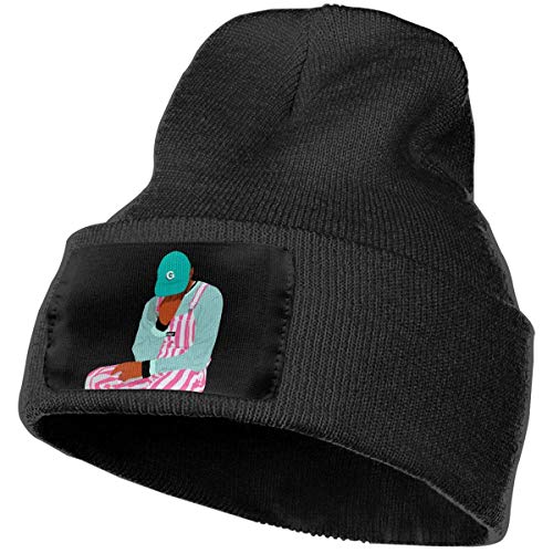 Gped Gorros de Punto,Sombreros de Invierno Hombre, Tyler The Creator Winter Warm Soft Fashion Knit Cap Beanie Hats for Mens Womens Black