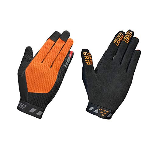 GripGrab Vertical InsideGrip Long Finger Professional MTB Gloves Un-Padded Anti-Slip Off-Road Cycling Black and Orange Guantes Largos Ciclismo, Unisex-Adult, Naranja Neón, M