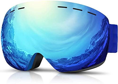 Hidewalker Gafas de Esquí Máscara Esqui Snowboard Nieve Espejo Anti Niebla Protección UV Gafas de Ventisca para Hombres Mujeres y jóvenes (Azul - Azul Lente)
