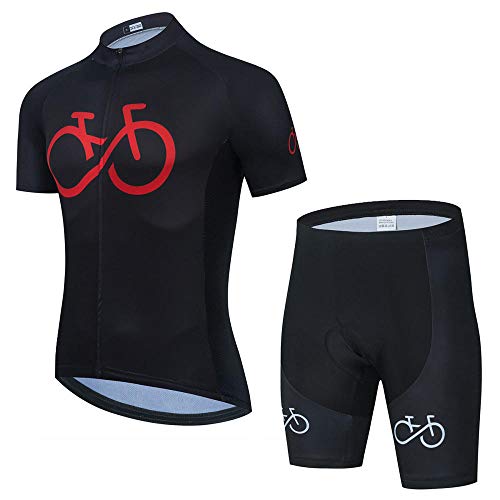 HXTSWGS Cycling Jersey Bib Set MTB Uniform Bike Clothing Quick Dry Bicycle Wear Clothes Men sportful Cycling Jersey-Black Red 2_M