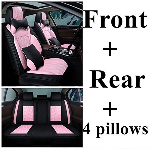 JYPZSH Funda De Asiento De Coche Universal para Ford Edge S MAX Ecosport Explorer F-350 F-150 Territory Tourneo-Courier Accesorios De Coche-Negro Rosa De Lujo