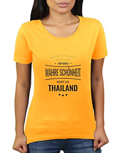 La verdadera belleza proviene de Tailandia, no desde el interior, Tailandia, Tailandia, camiseta de mujer de KaterLikoli. oro amarillo XXL