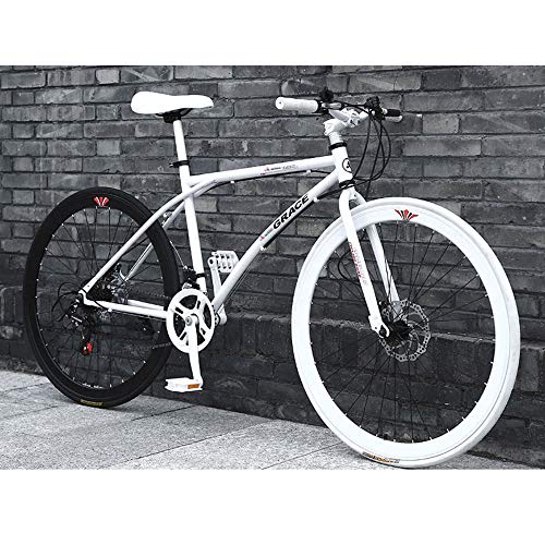 LWJPP 24 Marco de Velocidad de 26 Pulgadas Bicicleta de Carretera de Aluminio de Alta de Acero al Carbono de Doble Freno de Disco Hombres Mujeres Ubicación de Velocidad Bicicletas 2020 Nuevo
