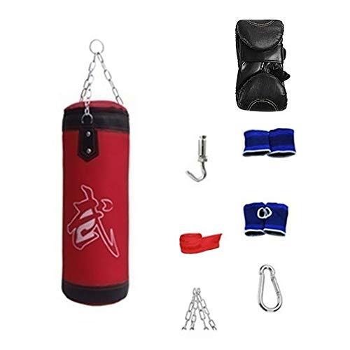 MoMo - Set de boxeo de 8 piezas. Saco de boxeo (de arena) pesado, guantes, cadenas y gancho. Para adultos, profesionales y principiantes, 1#