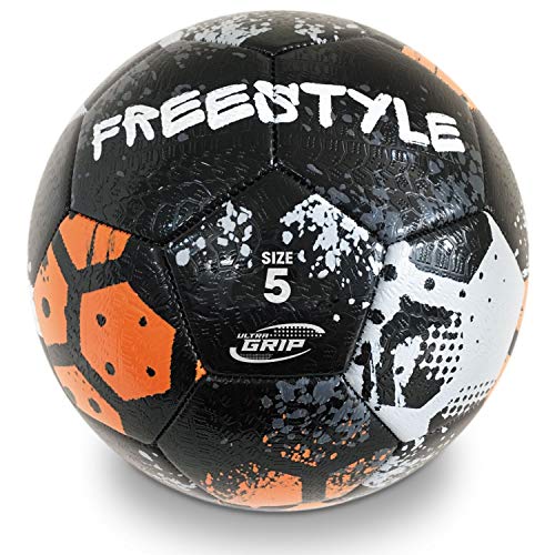 Mondo- Italia Toys Freestyle Tyre 13862-Balón de fútbol (Talla 5, 400 g), Color Negro/Gris/Naranja. (13862)