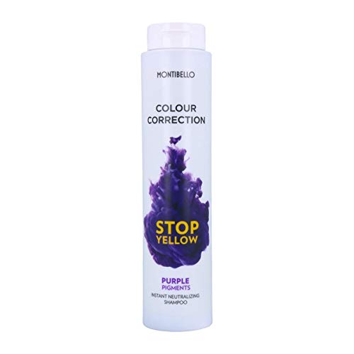 Montibello Colour Correction Stop Champú 300 ml (Neutralizador+Pigmento Lila), Yellow Purple, 300ML, 300