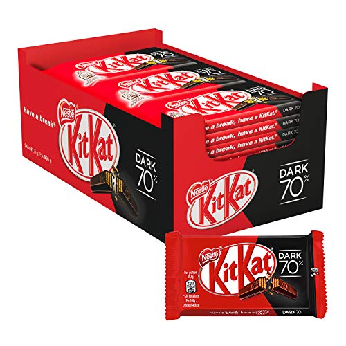 Nestlé KitKat Chocolate negro 70% - Barritas de chocolate negro, Snack de chocolate 24x41,5g