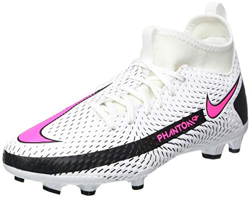 Nike Jr. Phantom GT Academy DF FG/MG, Football Shoe, White/Pink Blast-Black, 37.5 EU