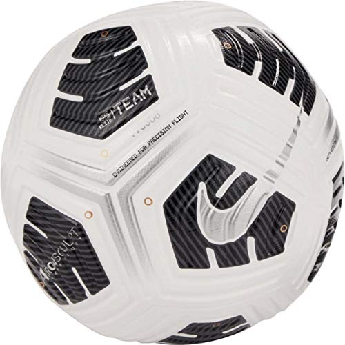 NIKE NK Club Elite Team Recreational Soccer Ball, Unisex-Adult, White/Black/(Metallic Silver), 5