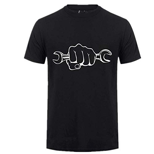 N\P Mechanic Holding A Wrench - Camiseta de algodón para hombre - negro - 3X-Large