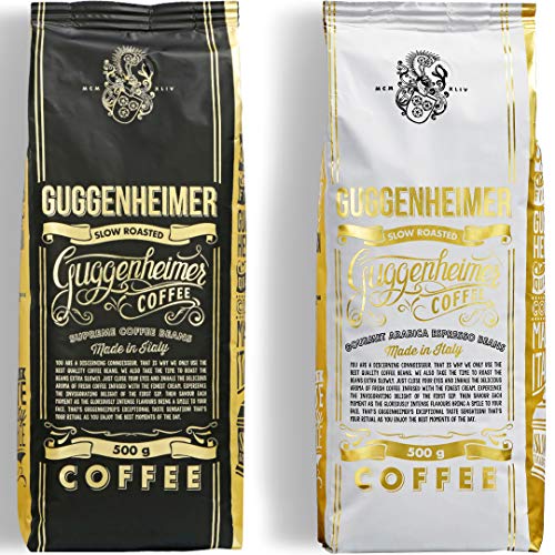 NUEVO | GUGGENHEIMER COFFEE | set de cata de café en grano 1 kg | Supreme 500g y Arábica Gourmet 500g | Baja acidez y amargor | El mejor espresso para máquinas totalmente automáticas.