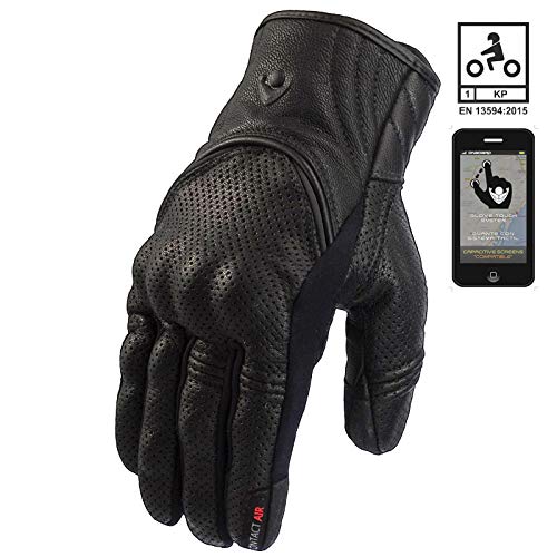 ON BOARD - GMCTABBBZM/428 : ON BOARD - GMCTABBBZM/428 : Guantes de Piel agujereada ´´Contact Air´´ (TS) Color Negro Talla M