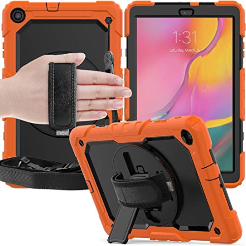 PROTECTIVECOVER+ / Galaxy Tab A10.1 2019 / T510 Afile a Prueba de Golpes Gel de sílice Gel + PC Funda Protectora, con Soporte y Correa el Hombro (Naranja), Fashion Phone Funda para Protector