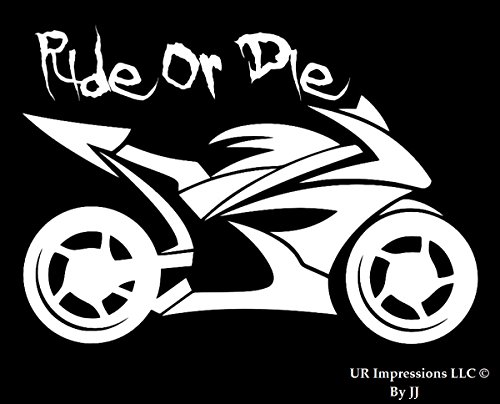 Ride Or Die – Calcomanía de vinilo para motocicleta para coches, camiones, SUV, furgonetas, paredes, ventanas, laptop, tableta, blanco, 5,5 x 10,9 cm | JJURI012
