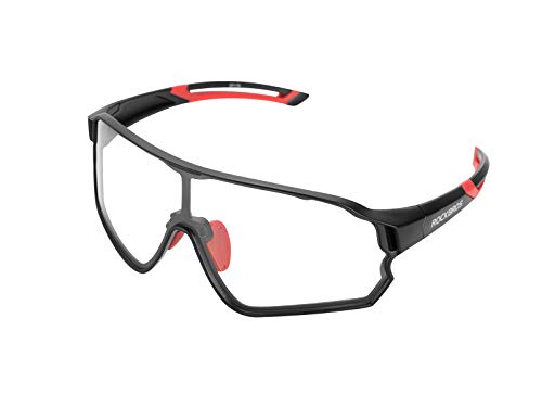 ROCKBROS Gafas de Sol Fotocromáticas Deportivas con Lentes Transparentes para Deportes Ciclismo Running PC Protección UV400 Anti Viento MTB para Hombres y Mujeres Unisex Negro