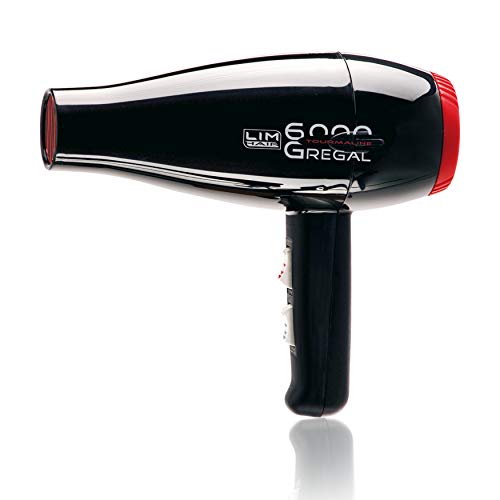 Secador de cabello LIM HAIR GREGAL 6000. Made in Spain. Alta potencia 2350 W. Profesional para salón peluquería. Mango reducidas dimensiones. Doble boquilla