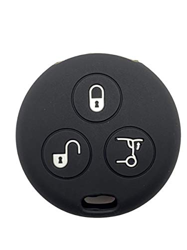Shoppy Lab - Carcasa compatible con carcasa de colores de silicona blanda para mando a distancia de 3 botones para coche Smart 450 Fortwo Coupe' (negro/negro)
