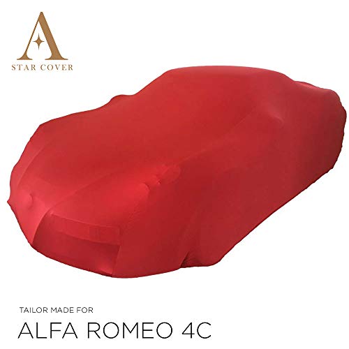 Star Cover Fundas DE Coche para EL Interior Compatible con Alfa Romeo 4C | Rojo Cubierta | Lona Garaje para Auto | Funda DESCAPOTABLE, Veterano, Coche Deportivo | Entrega RÁPIDA
