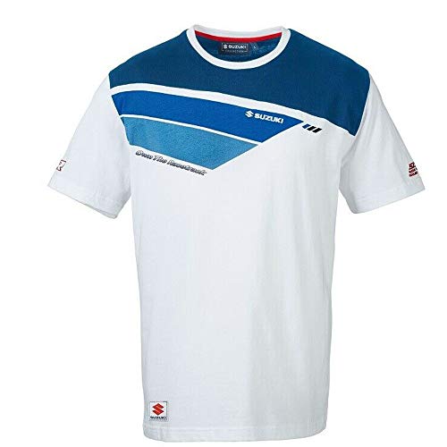 Suzuki Retro GSX-R - Camiseta de manga corta, color blanco y azul blanco y azul XXL