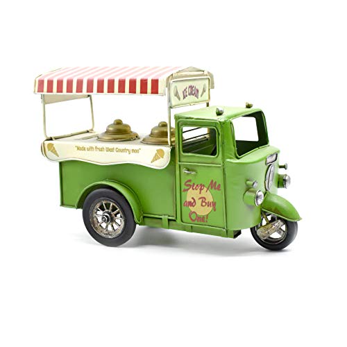 takestop® Hucha de estilo vintage con diseño de furgoneta de helados, de hierro, 34 x 12 x 20 cm, color verde