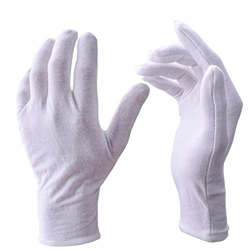 UClever 12 Pares guantes algodon Blanco De Trabajo De Inspección Para La Inspección De Moneda, Joyería, Plata O Foto