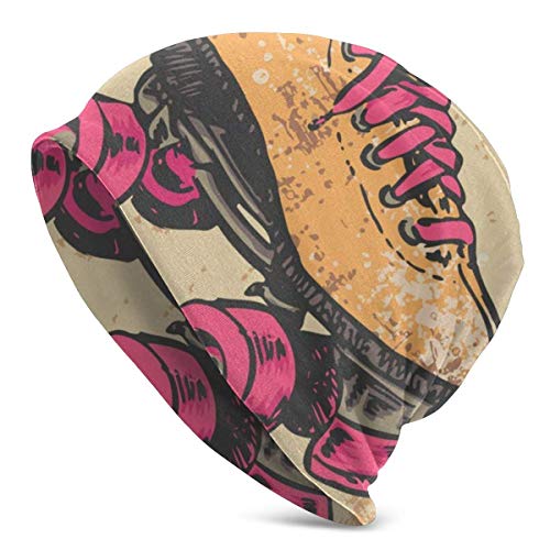 Viplili Gorro de Abrigo, Retro Roller Skate Slouchy Gorro de Lana for Men Women - Casual Hip-Hop Skull Cap Baggy Gorro de Punto Hip-Hop Winter Hat