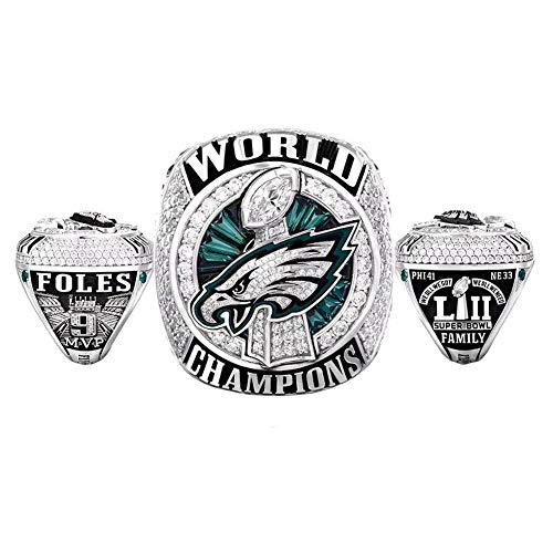 WSTYY Anillo del Campeonato del Super Bowl de Fútbol de La Temporada 2017-18, Anillo del Campeonato de Fútbol de Los Philadelphia Eagles,with Box,10#