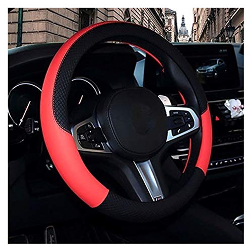XDTLD Cubierta del Volante del automóvil 37-38cm Tapa de Volante de Cuero General, Adecuado para Todo Tipo de autopartes Fundas para Volante DE Auto (Color Name : Black and Red)