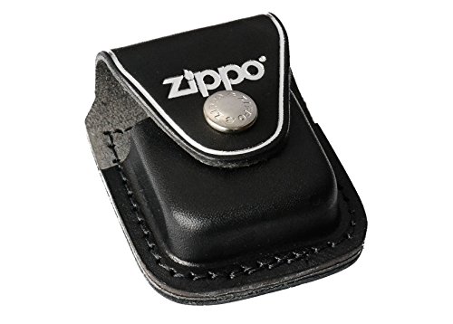 Zippo Funda de Piel Negra con Clip para mechero de Coche, Cromo, 5,8 x 3,8 x 1,8 cm