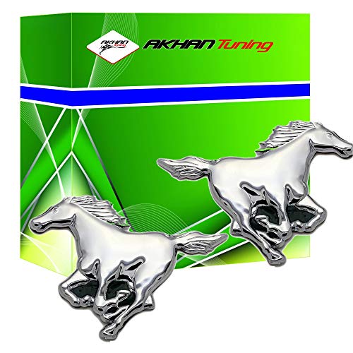 3D15027 - Emblema cromado 3D etiqueta insignia logotipo decorativo coche (3M autoadhesivo) Caballo (2 piezas) Horse