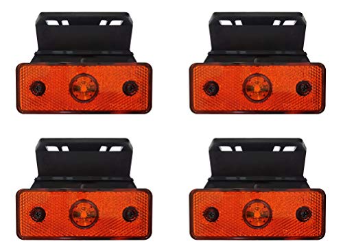 4 luces LED de 12 V 24 V con soportes de cable, luces de contorno de color ámbar y naranja, para camión, impermeable, con marca E