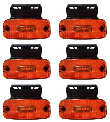 6 luces LED de 12 V 24 V con soportes para cables, color ámbar y naranja, para camión, resistente al agua, con marca electrónica, accesorios de decoración para camiones