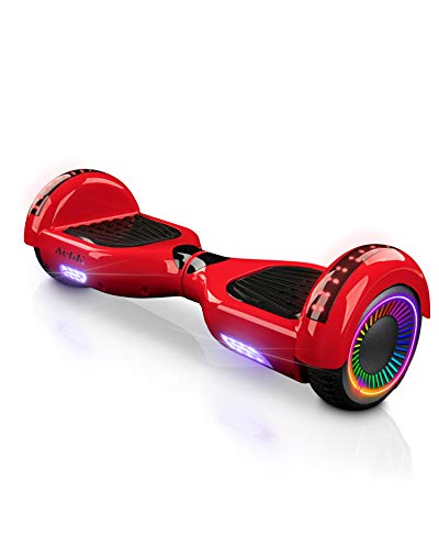 ACBK - Hoverboard Patinete Eléctrico Autoequilibrio con Ruedas de 6.5" (Altavoces Bluetooth + Ruedas Led integradas) Velocidad máxima: 10-12 km/h - Autonomía 10-12 km (Rojo)