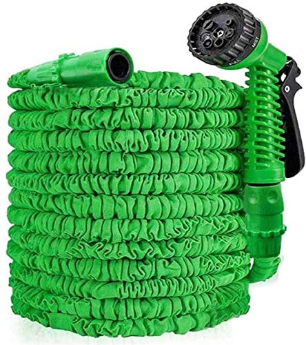 Alittle 25FT/50FT/100FT/150FT Expandable Garden Hose, Leak Resistant Water Hose Pipe, Flexible Magic Hosepipes with 8 Function Watering Gun/Storage Bag/Tap Connectors for Watering Green (100)