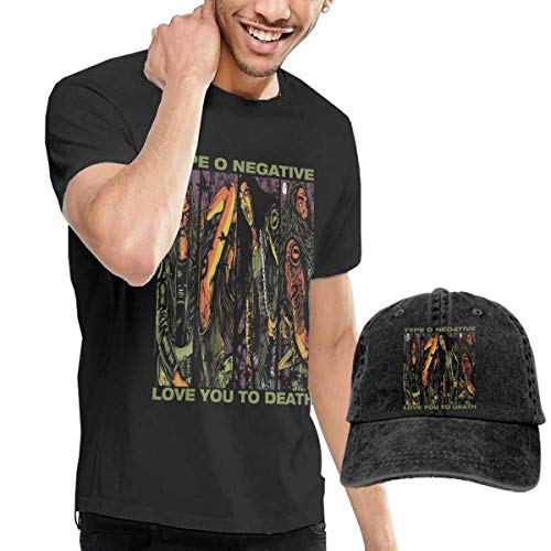 AYYUCY Camisetas y Tops Hombre Polos y Camisas, Particular Type O Negative Man Casual Short Sleeve with Cowboy Hat Cap