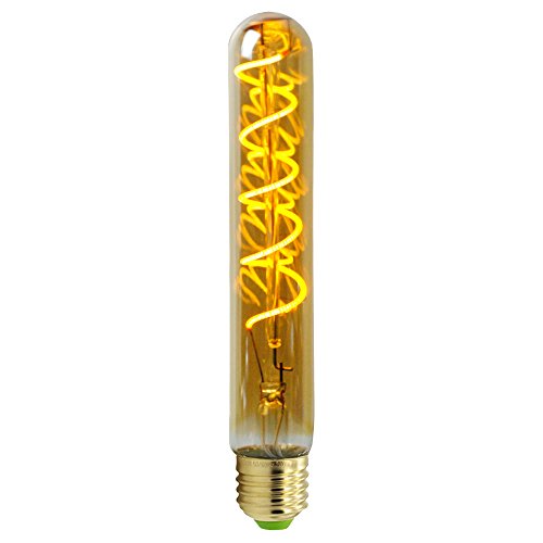 Bombilla LED Edison T28/T9 de 4 W, bombilla de tubo largo regulable, tinte dorado, 220/240 V, rosca Edison E27, vidrio, Length:185mm, E27