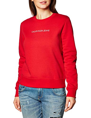 Calvin Klein Shrunken Inst Reg Cn Suéter, Al Rojo Vivo, L para Mujer
