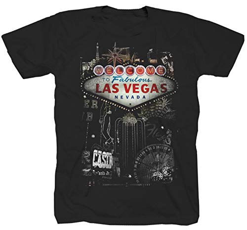 Camiseta, diseño de Las Vegas Casino Mafia Route 66, Poker Texas Amerika Roulette, Estados Unidos, color negro Negro XXL
