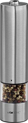 Clatronic PSM 3004 N - Pimentero eléctrico de acero inoxidable, incluye luz para dosificar, perfecto para sal y pimienta