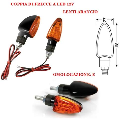 Compatible con per Quadro PAR DE Flechas LED para Motos INDICADOR DE DIRECCIÓN LAMPA Aprobado 12V Negro con Lentes Naranjas