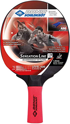 Donic-Schildkröt Raqueta de Tenis de Mesa Sensation Line 600, Mango ASG, Esponja de 1,6 mm, Almohadilla Prestige-ITTF